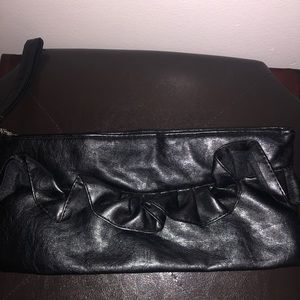 Black leather clutch